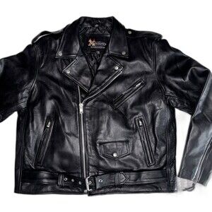 XElement Motorcycle Jacket Zip Liner Black Heavy Duty Leather Size 3XL Biker